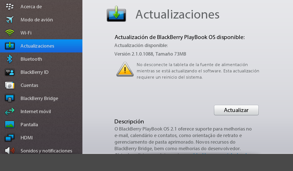 Actualización Blackberry Playbook