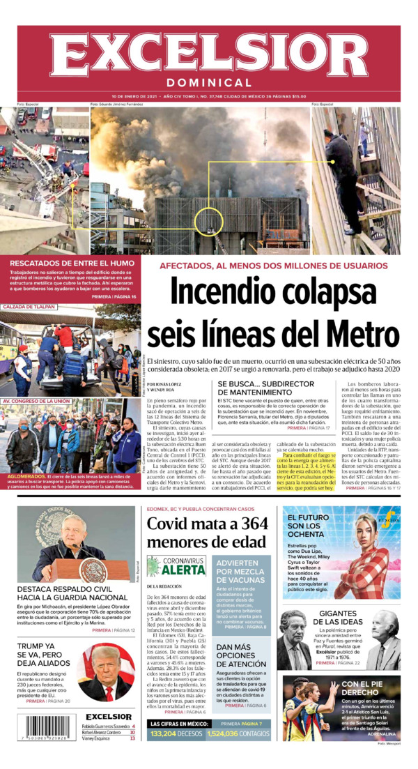 Portadas impresas de los periódicos más importantes de México, domingo