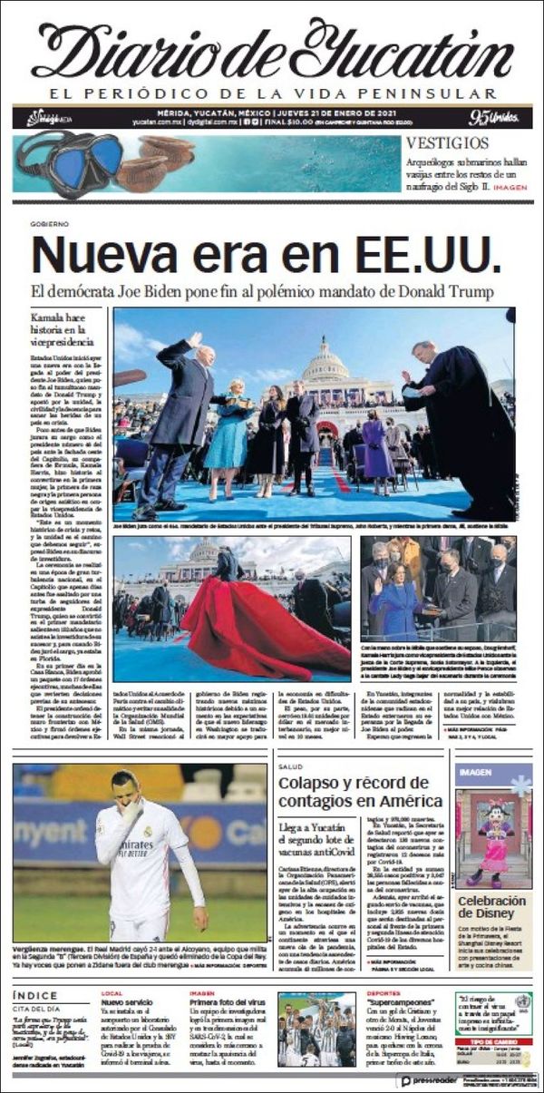 El Diario de Yucatán, edición del jueves 21 de enero de 2021