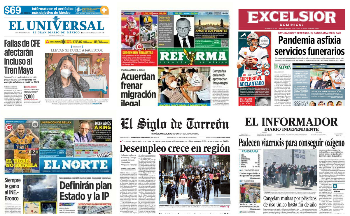 Portadas de periódicos impresos más importantes de México hoy