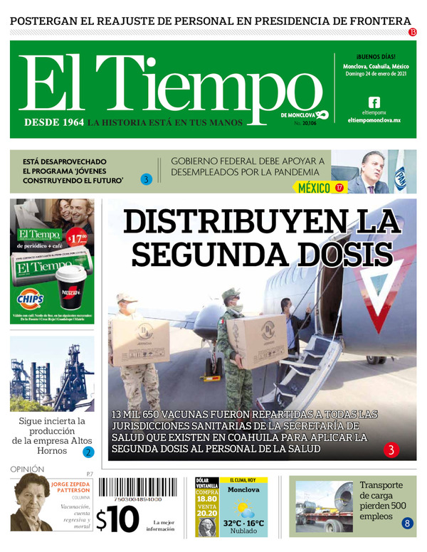 El Tiempo Monclova, edición del domingo 24 de enero de 2021