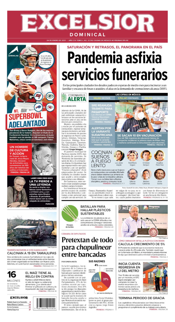 Excelsior, edición del domingo 24 de enero de 2021