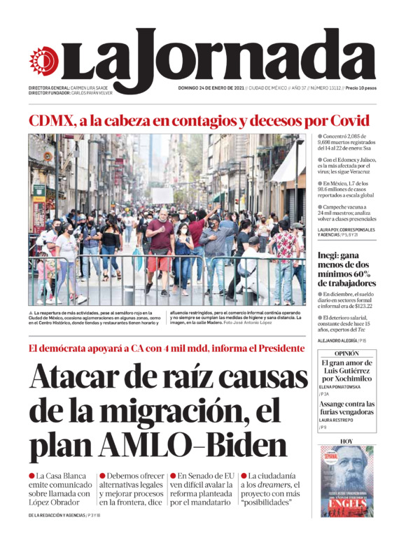 La Jornada, edición del domingo 24 de enero de 2021