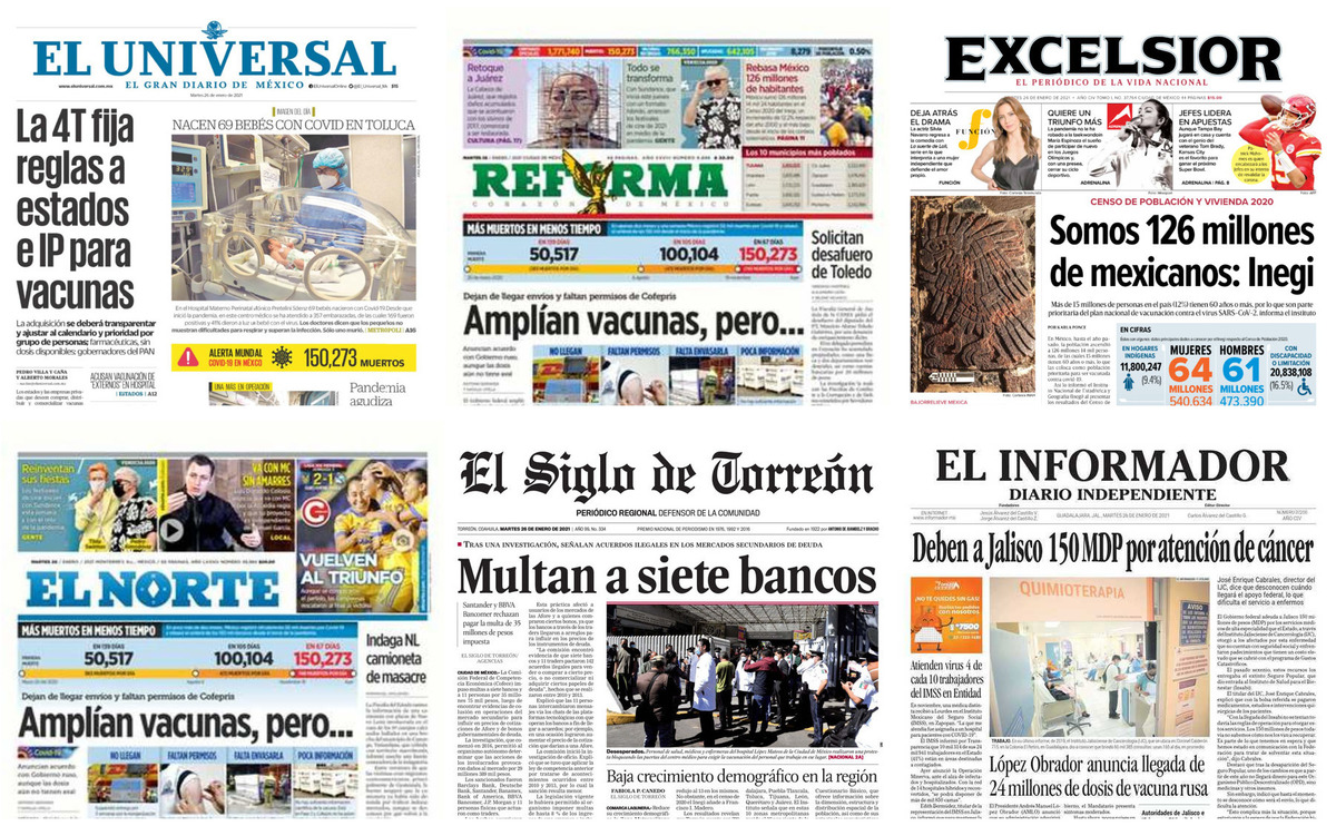 Portadas de periódicos impresos más importantes de México hoy