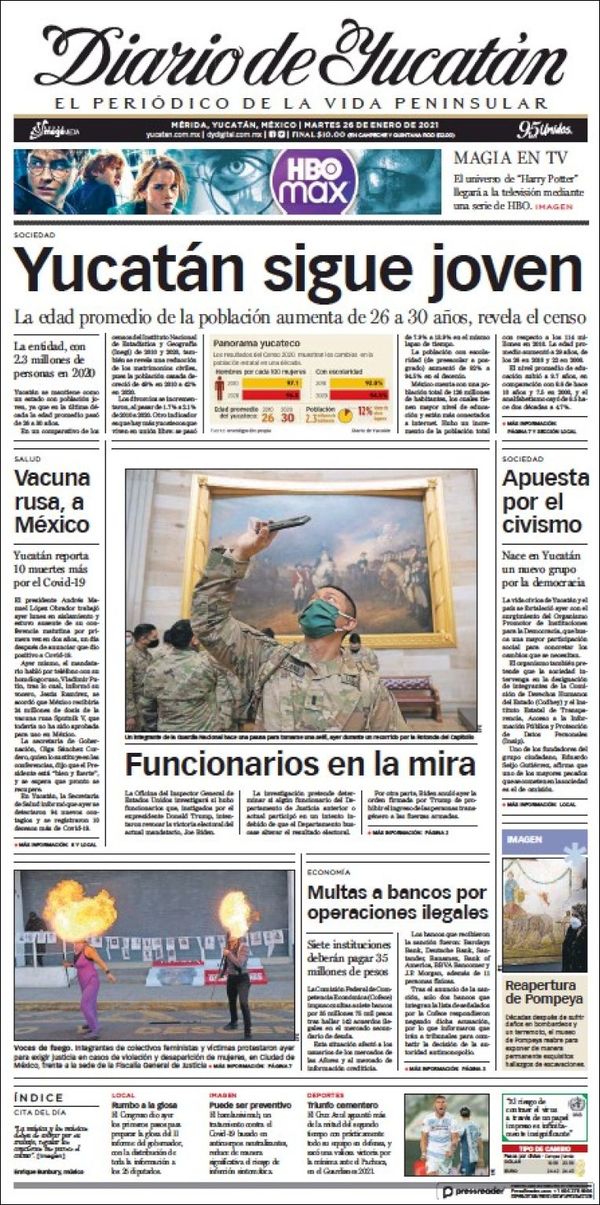 El Diario de Yucatán, edición del martes 26 de enero de 2021