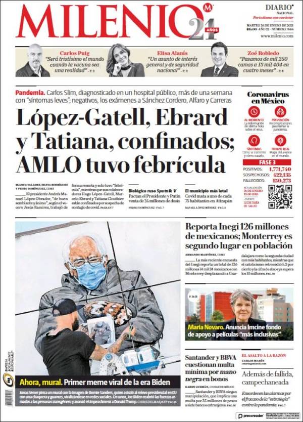 Milenio, edición del martes 26 de enero de 2021