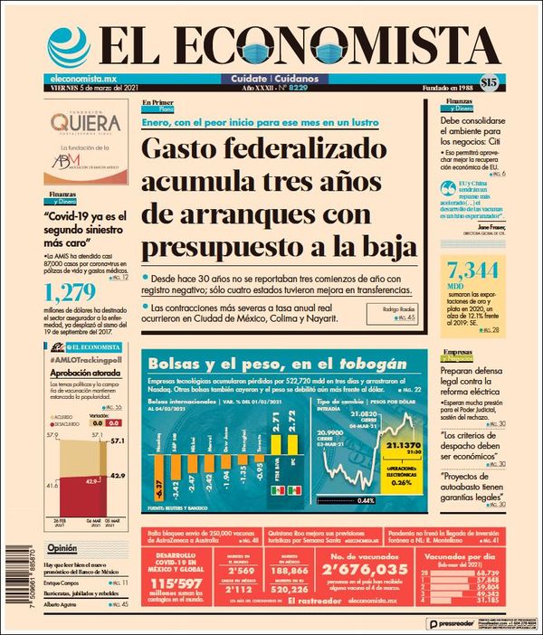 El Economista, edición del viernes 05 de marzo de 2021