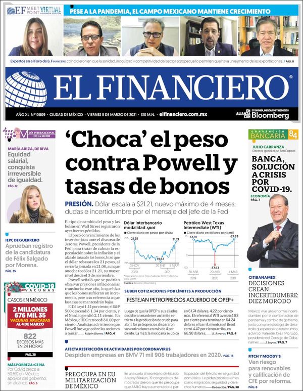 El Financiero, edición del viernes 05 de marzo de 2021