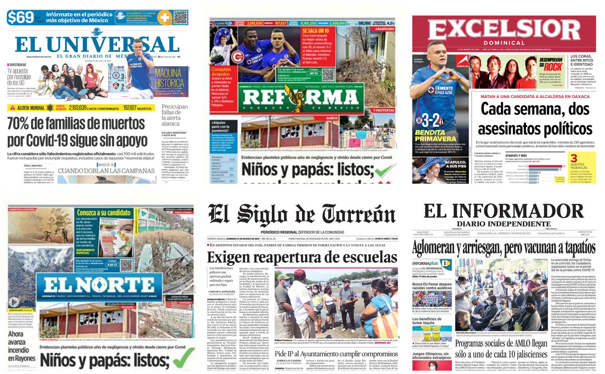 Portadas de periódicos impresos más importantes de México hoy