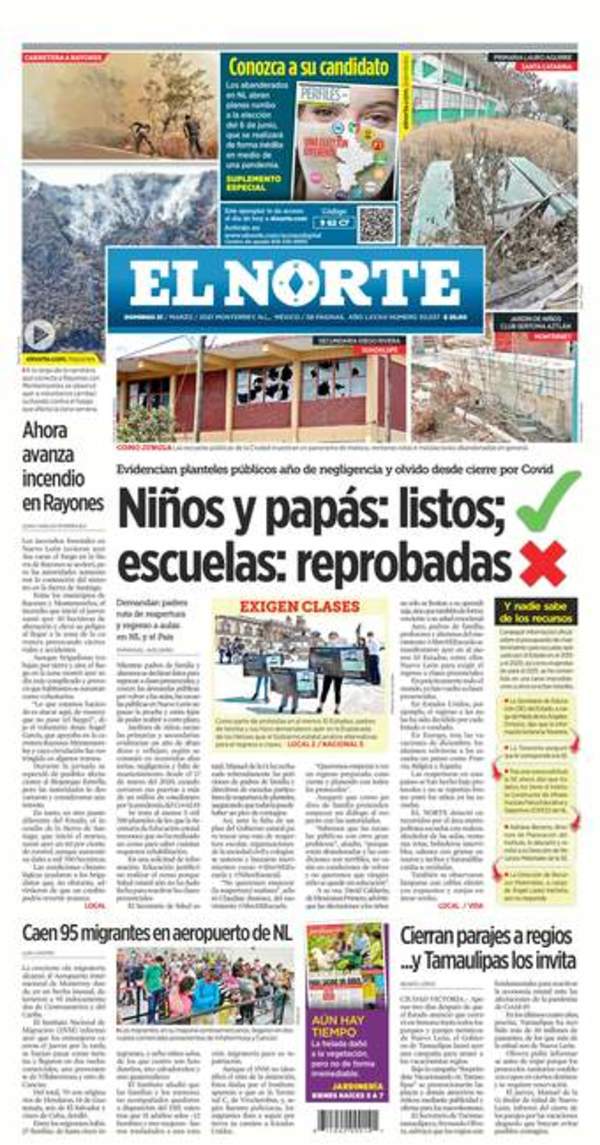 El Norte, edición del domingo 21 de marzo de 2021