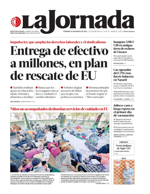 La Jornada, edición del domingo 21 de marzo de 2021