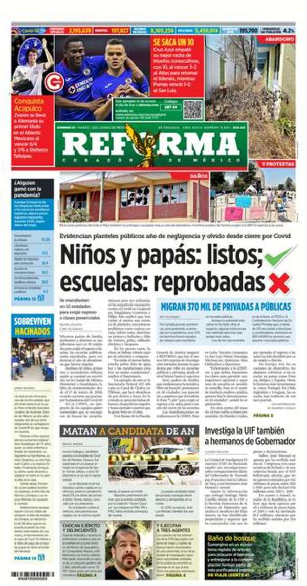 Reforma, edición del domingo 21 de marzo de 2021