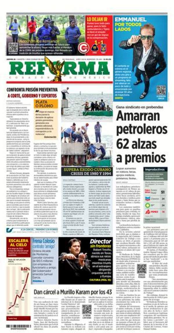 Reforma, edición del jueves 25 de agosto de 2022