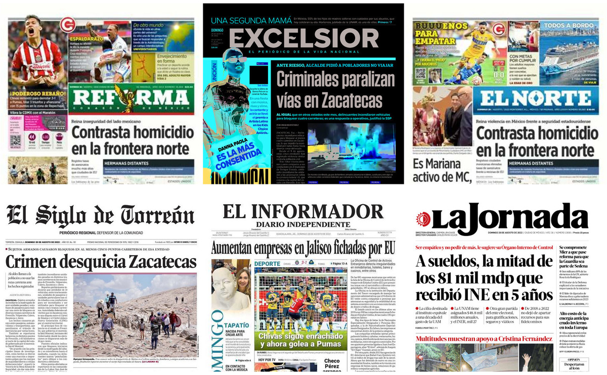 Portadas de periódicos impresos más importantes de México hoy