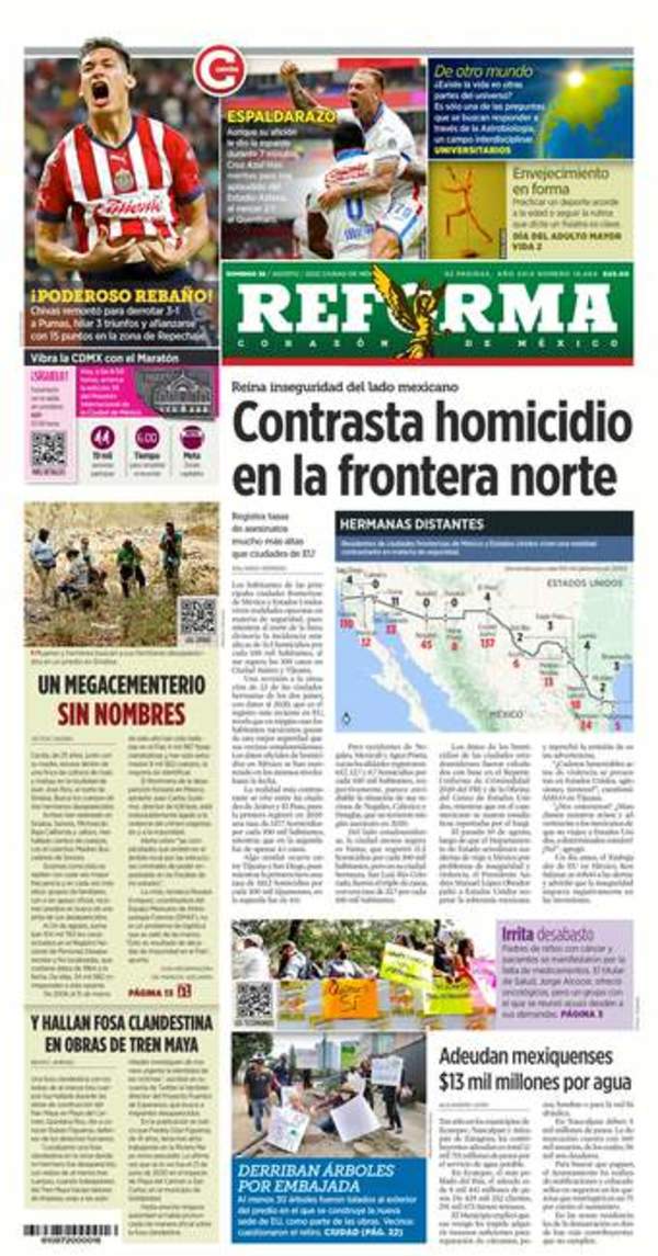 Reforma, edición del domingo 28 de agosto de 2022