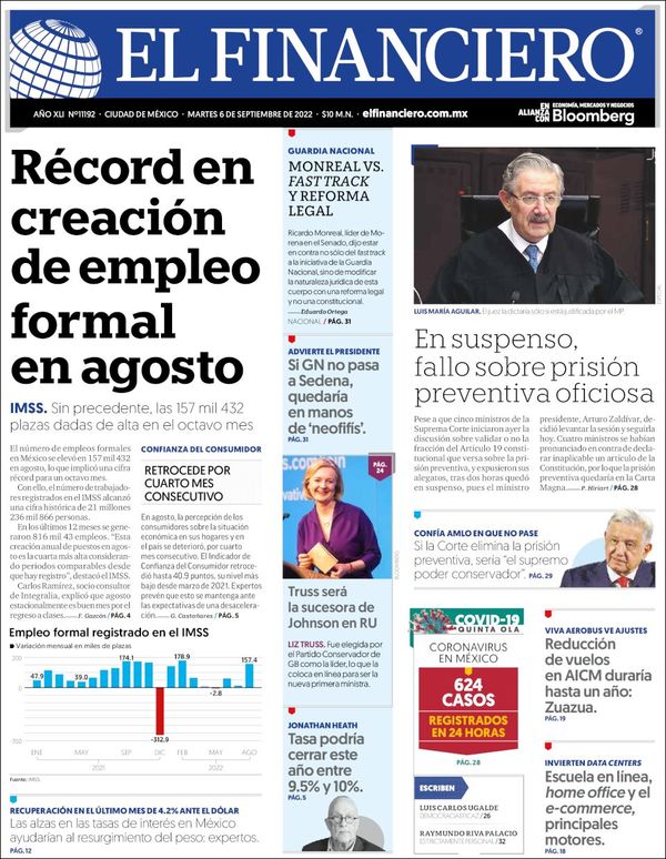 El Financiero, edición del martes 06 de septiembre de 2022