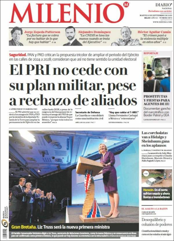 Milenio, edición del martes 06 de septiembre de 2022