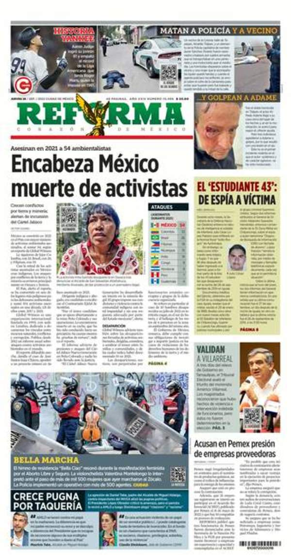 Reforma, edición del jueves 29 de septiembre de 2022