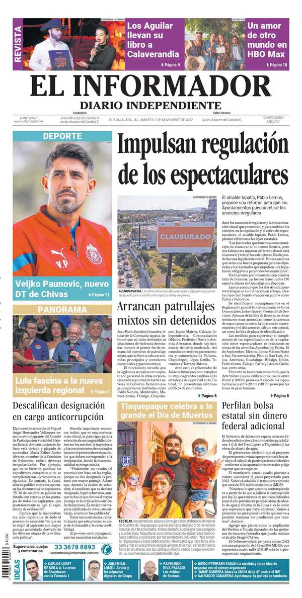 El Informador, edición del martes 01 de noviembre de 2022