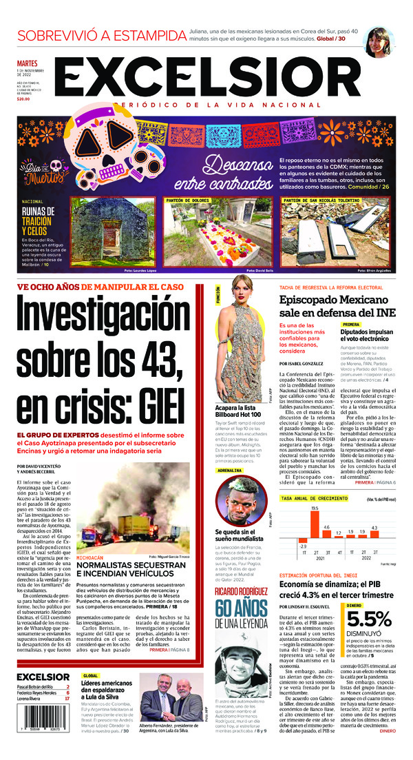 Excelsior, edición del martes 01 de noviembre de 2022