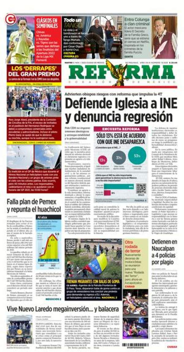 Reforma, edición del martes 01 de noviembre de 2022