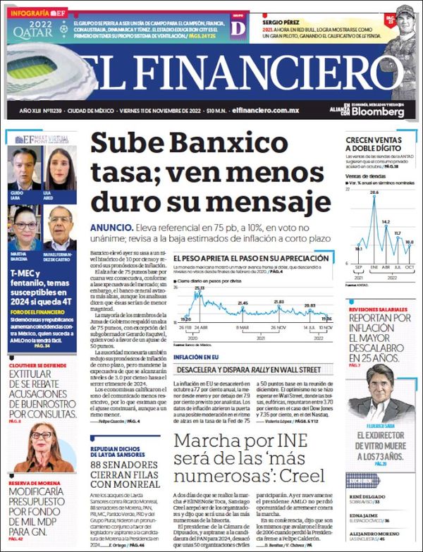 El Financiero, edición del sábado 12 de noviembre de 2022