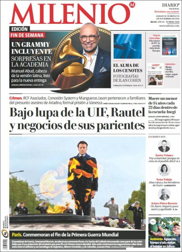 Milenio, edición del sábado 12 de noviembre de 2022