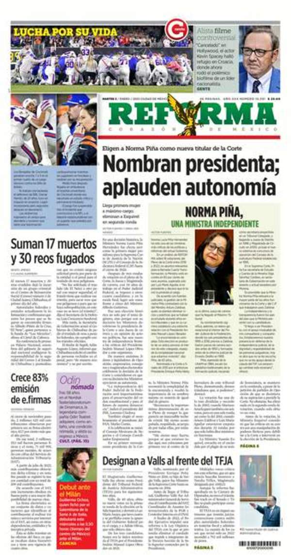 Reforma, edición del martes 03 de enero de 2023