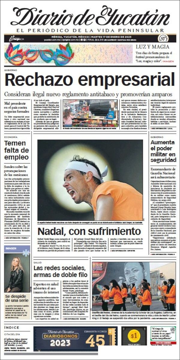 El Diario de Yucatán, edición del martes 17 de enero de 2023