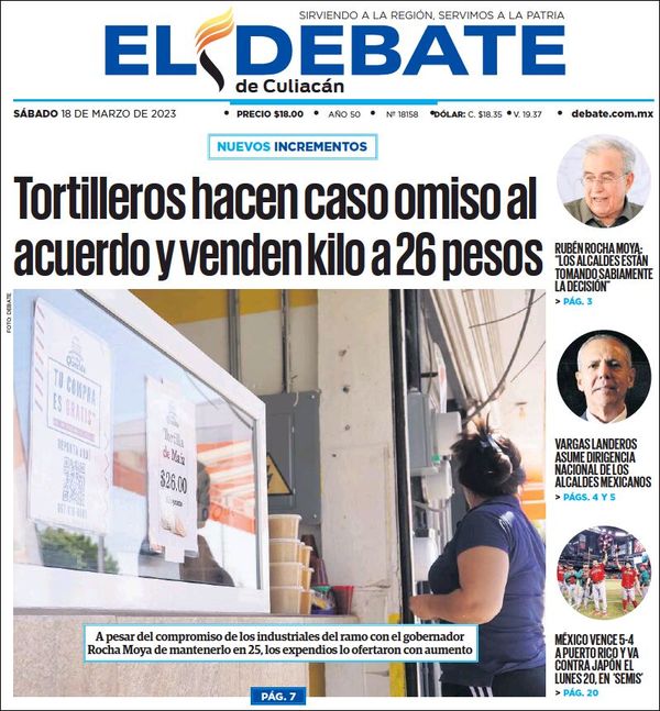 El Debate Culiacán, edición del sábado 18 de marzo de 2023 El Debate Culiacán, edición del sábado 18 de marzo de 2023