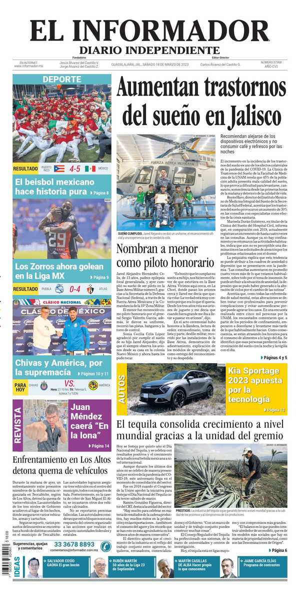 El Informador, edición del sábado 18 de marzo de 2023 El Informador, edición del sábado 18 de marzo de 2023