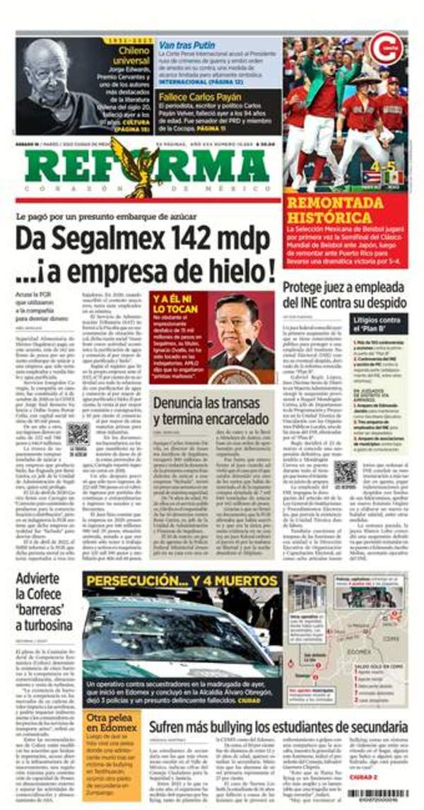 Reforma, edición del sábado 18 de marzo de 2023 Reforma, edición del sábado 18 de marzo de 2023