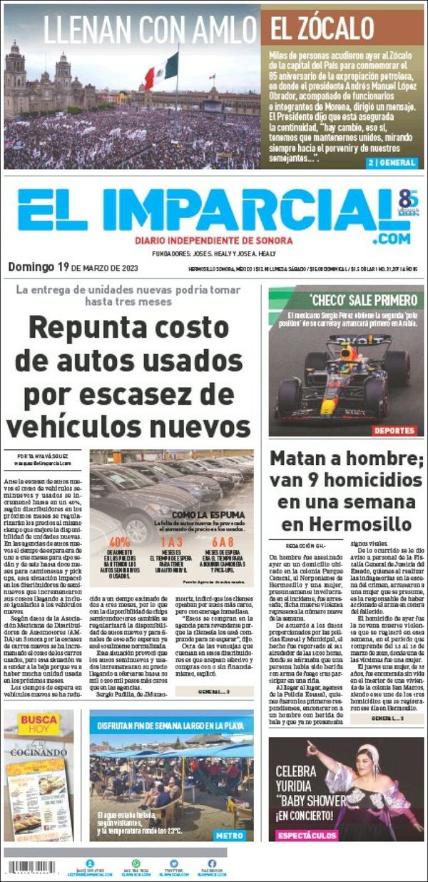 El Imparcial, edición del domingo 19 de marzo de 2023 El Imparcial, edición del domingo 19 de marzo de 2023