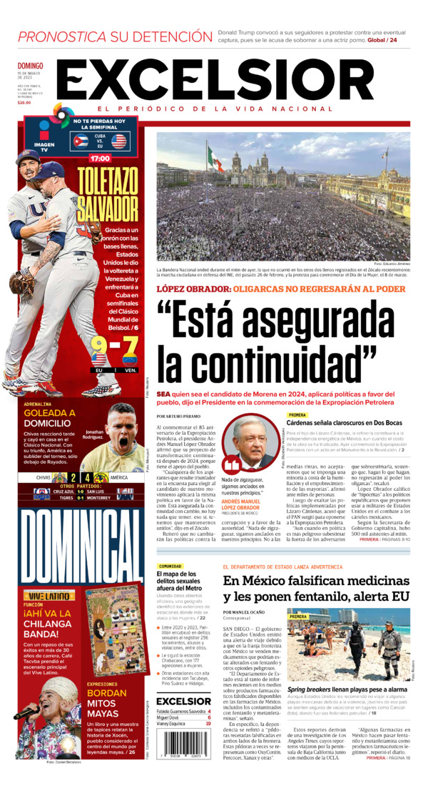 Excelsior, edición del domingo 19 de marzo de 2023 Excelsior, edición del domingo 19 de marzo de 2023