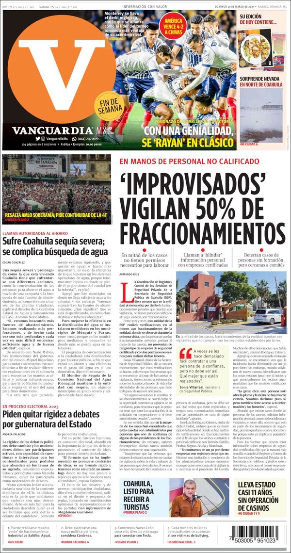 Vanguardia, edición del domingo 19 de marzo de 2023 Vanguardia, edición del domingo 19 de marzo de 2023