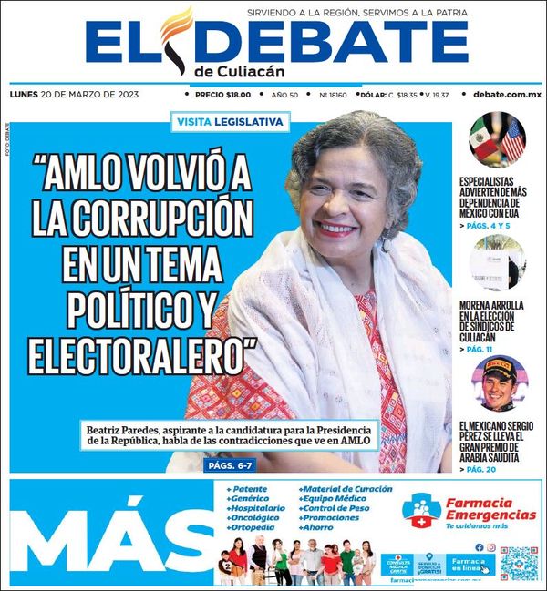 El Debate Culiacán, edición del lunes 20 de marzo de 2023 El Debate Culiacán, edición del lunes 20 de marzo de 2023