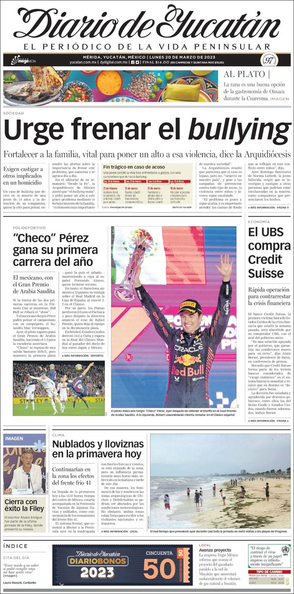 El Diario de Yucatán, edición del lunes 20 de marzo de 2023 El Diario de Yucatán, edición del lunes 20 de marzo de 2023