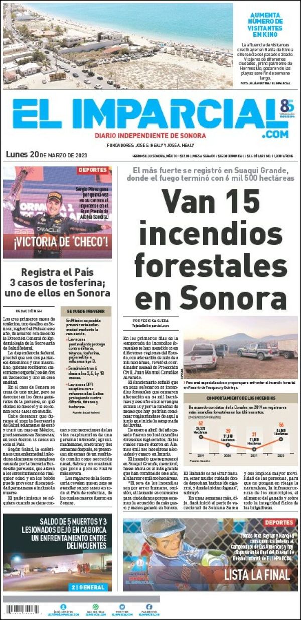 El Imparcial, edición del lunes 20 de marzo de 2023 El Imparcial, edición del lunes 20 de marzo de 2023