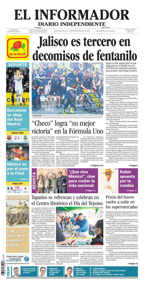 El Informador, edición del lunes 20 de marzo de 2023 El Informador, edición del lunes 20 de marzo de 2023