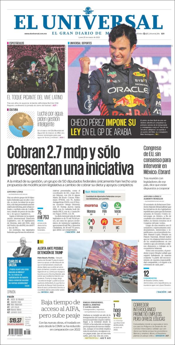 El Universal, edición del lunes 20 de marzo de 2023 El Universal, edición del lunes 20 de marzo de 2023
