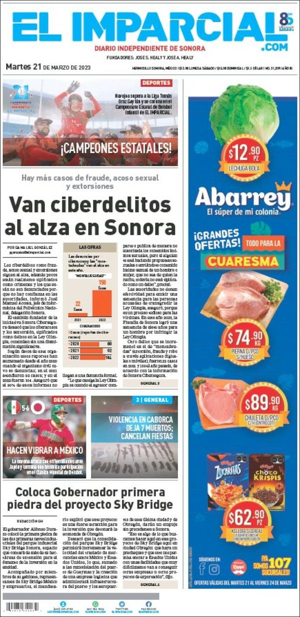 El Imparcial, edición del martes 21 de marzo de 2023 El Imparcial, edición del martes 21 de marzo de 2023