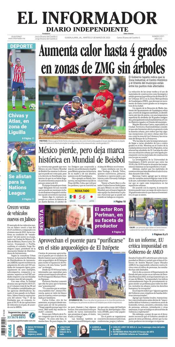 El Informador, edición del martes 21 de marzo de 2023 El Informador, edición del martes 21 de marzo de 2023