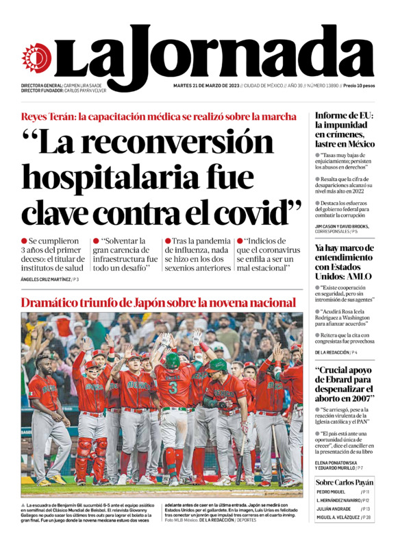 La Jornada, edición del martes 21 de marzo de 2023 La Jornada, edición del martes 21 de marzo de 2023