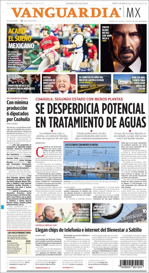 Vanguardia, edición del martes 21 de marzo de 2023 Vanguardia, edición del martes 21 de marzo de 2023