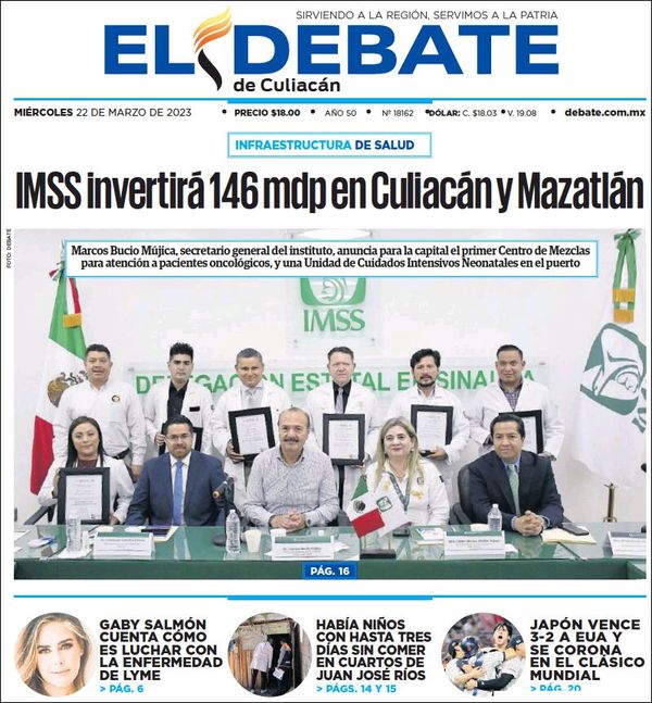 El Debate Culiacán, edición del miércoles 22 de marzo de 2023 El Debate Culiacán, edición del miércoles 22 de marzo de 2023