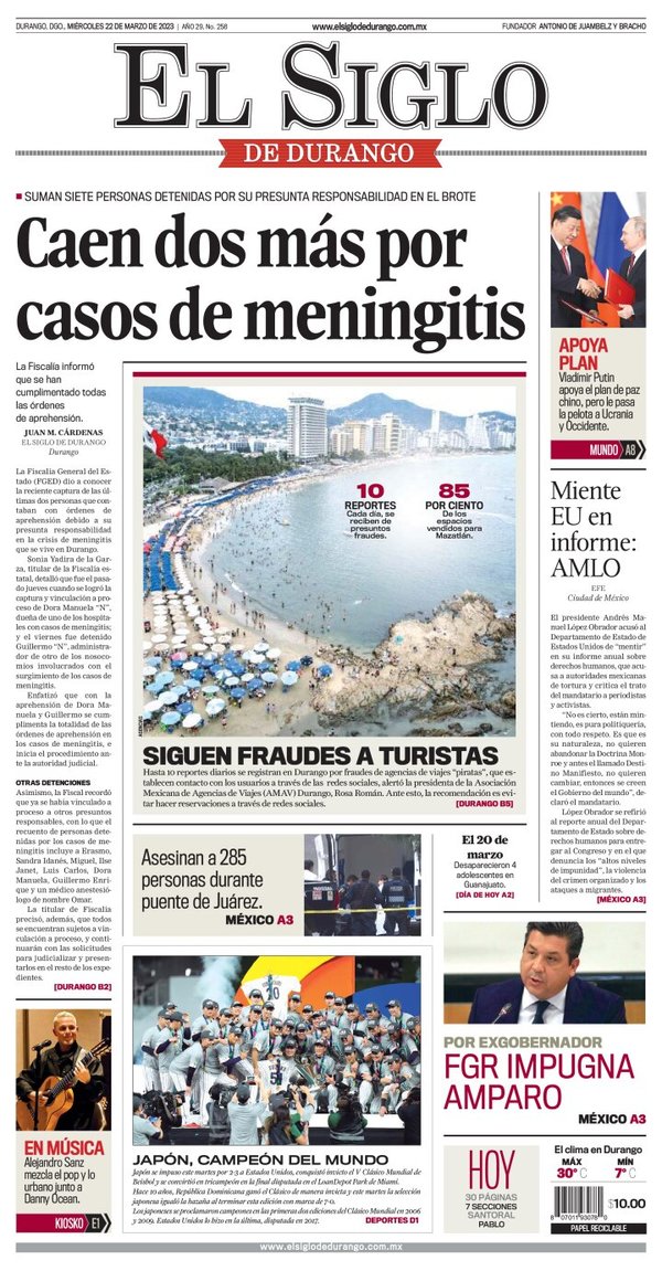 El Siglo de Durango, edición del miércoles 22 de marzo de 2023 El Siglo de Durango, edición del miércoles 22 de marzo de 2023