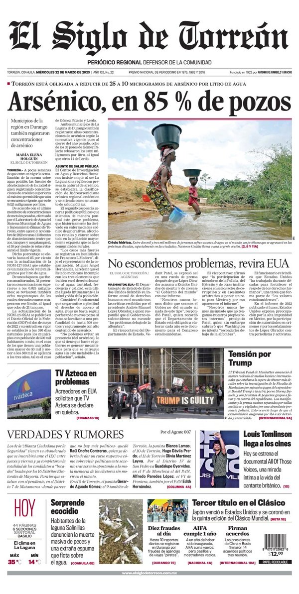 El Siglo de Torreón, edición del miércoles 22 de marzo de 2023 El Siglo de Torreón, edición del miércoles 22 de marzo de 2023