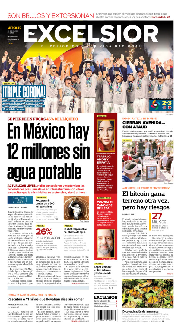Excelsior, edición del miércoles 22 de marzo de 2023 Excelsior, edición del miércoles 22 de marzo de 2023