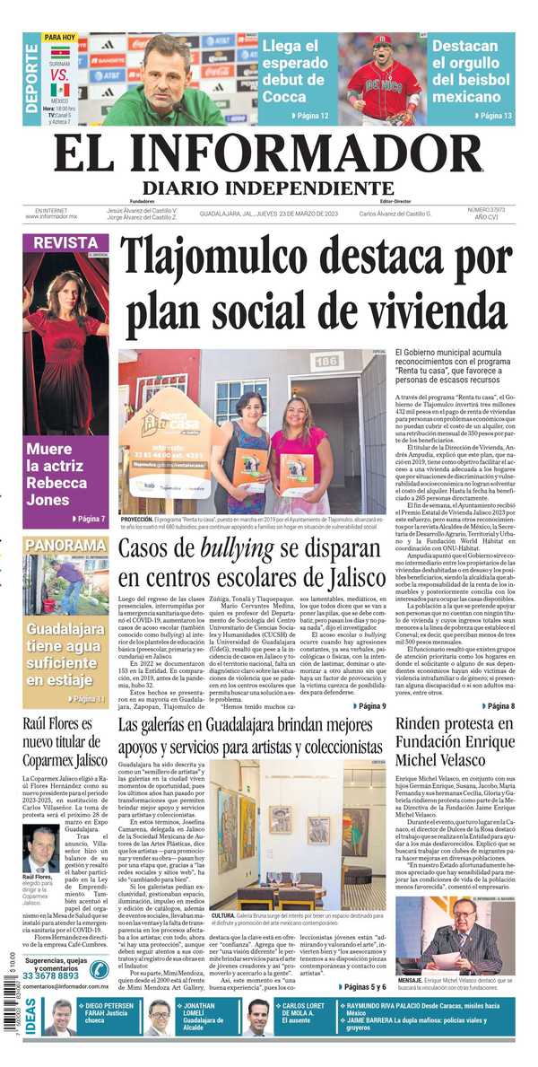 El Informador, edición del jueves 23 de marzo de 2023 El Informador, edición del jueves 23 de marzo de 2023