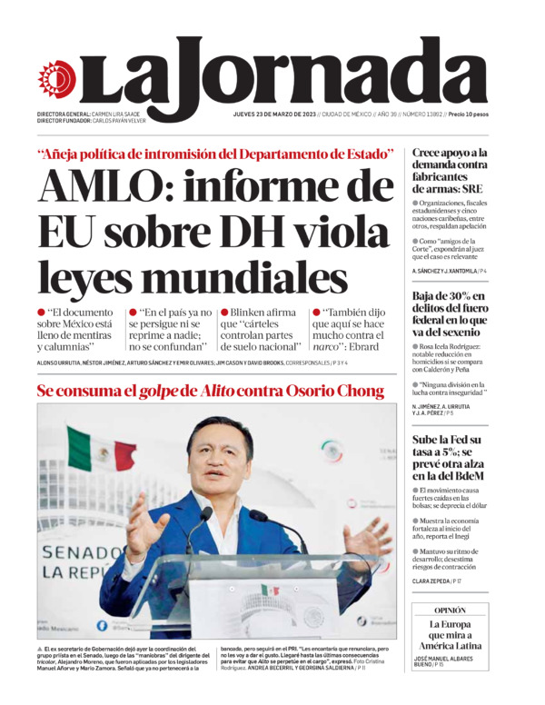 La Jornada, edición del jueves 23 de marzo de 2023 La Jornada, edición del jueves 23 de marzo de 2023